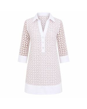 MARICEL Petalo Sangallo Linen Mini Dress - White