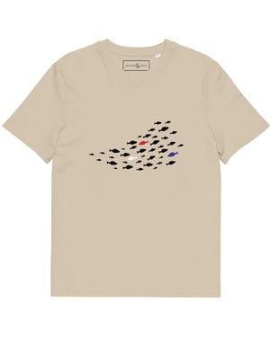 Anchor and Crew Neutrals Desert Dust Fish Where's William Going? Organic Cotton T-Shirt - Natural