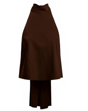 Centre Piece Eden Scarf Top Espresso - Brown