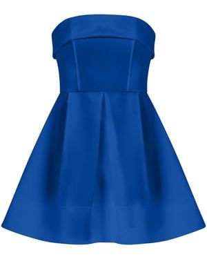 Tia Dorraine Wild Flower Flared Satin Mini Dress - Blue