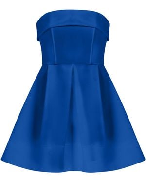 Tia Dorraine Wild Flower Flared Satin Mini Dress - Blue