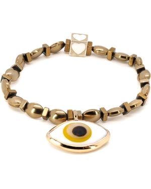 Ebru Jewelry Yellow Evil Eye Bracelet - Metallic