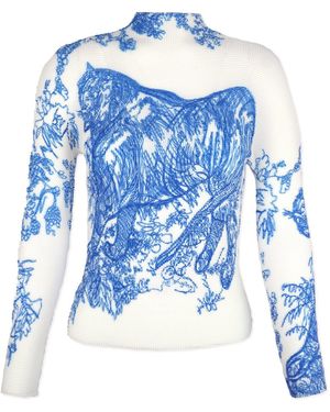 Wild Cosmos Juliet Toile De Jouy Honeycomb Top - Blue