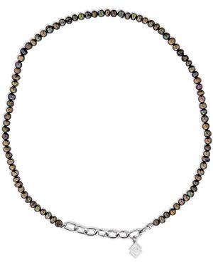 SALLY SKOUFIS New Moon Necklace With Natural Pearl - Metallic