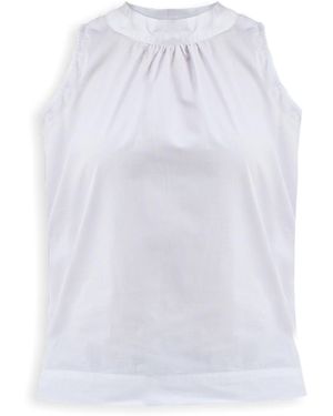 REISTOR High-Neck Top With Gathers - White