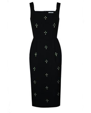 2KStyle Ami Crystal Hand Embellished Midi Dress - Black