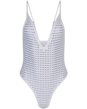 The Delarose Sisters Ninety Five Plunge Studded One-Piece - Blue