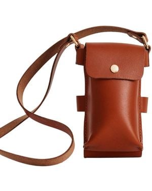 VIDA VIDA Leather Water Bottle And Phone Holder Tan - Brown