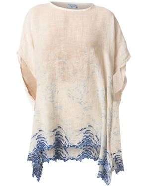 Haris Cotton Neutrals Linen Gauze Blouse With Embroidery Ecru - White