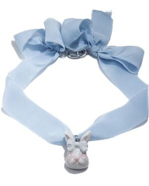 H2 Studio Grumpy Bunny Baby Silk Choker Necklace - Blue