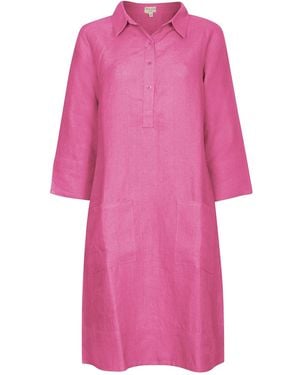NoLoGo-chic Up Town Linen Shirt Dress - Pink