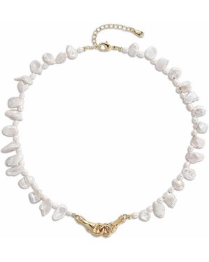 Retro Chic Wave Kisses Pearl Necklace - Metallic