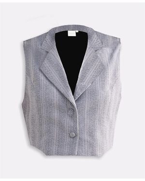 REISTOR Cropped Cotton Tweed Vest - Gray
