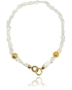 LINYA JEWELLERY Dora Pearl Necklace - Metallic