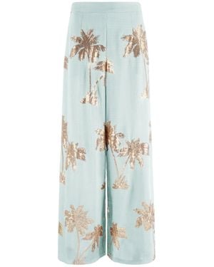 Traffic People Palms Of Wide Leg Sequin Rene Trousers - Blue