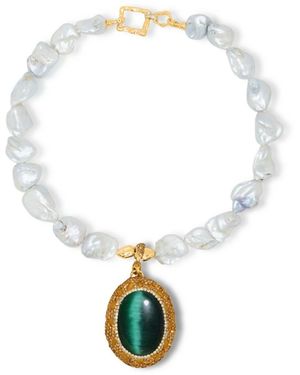 VIEA Verde Emerald Catseye Necklace - Metallic