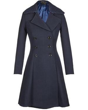Seren London Double Breasted Flared Coat - Blue