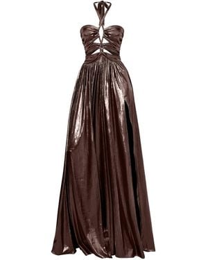 Moda Glam Siren Metallic Cutout Gown- Chocolate - Brown