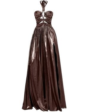 Moda Glam Siren Metallic Cutout Gown- Chocolate - Brown