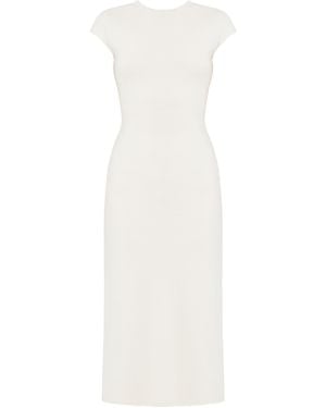 UNDRESS Neutrals Aster Off- Jersey Midi Dress With Cap Sleeves - White