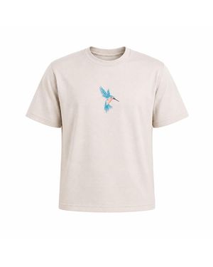 Nooltrends Neutrals Hummingbird Embroidered T-Shirt - White