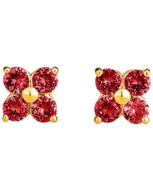 Juvetti Petale Earrings Set With Ruby - Red