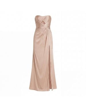 Mac Duggal Strapless Charmeuse Gown With Cutout Detail - Natural