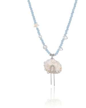 Ormiro Ocean Dream Beaded Shell Necklace - Metallic