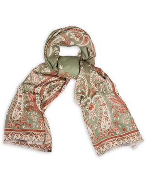 Saachi Paisley Motif Reversible Scarf - Green