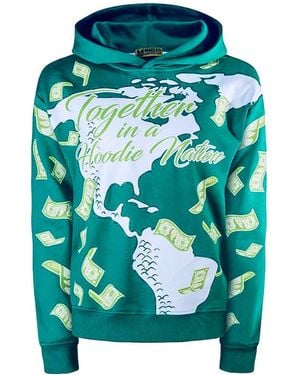 Miracles Manifester Manifestation Embroidered Hoodie With Rhinestone Design - Green