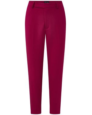 Layo G Cropped Fuchsia Stretch Dress Trousers - Red