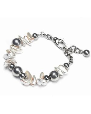 Kirei Reverb – Biwa Shell Pearl & Stainless Steel Statement Bracelet - Metallic