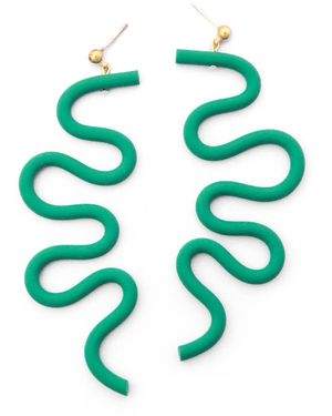 By Chavelli Small Tube Squiggles Dangly Earrings - Green