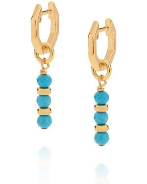 Nellou Jewellery Linear Huggie December Birthstone Earrings Plated Sterling - Metallic