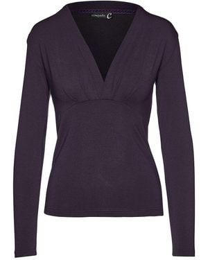 Conquista Ink Long Sleeve Faux Wrap Top - Blue
