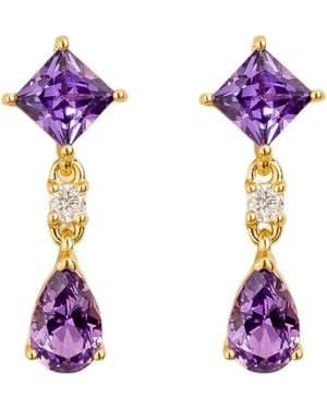 Juvetti Ori Earrings Set With Sapphire & Diamond - Purple