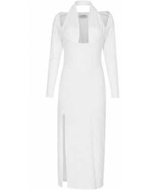 Circular Path Martini Long Sleeve Dress - White