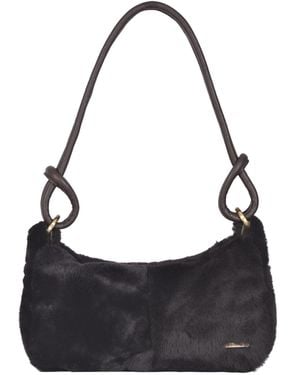 Owen Barry Sheepskin Shoulder Bag Ebony Devoran - Black