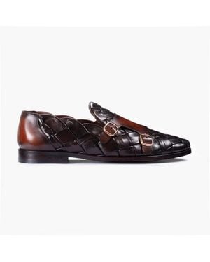 Armos Woven Patina Double Monk Strap - Brown