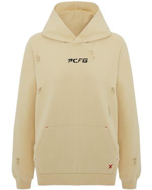 Pcfg Neutrals Destroyed Hoodie - Natural