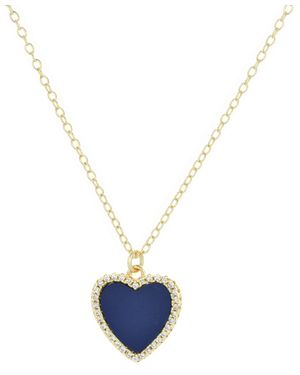 KAMARIA Lapis Lazuli Heart Necklace With Crystals - Blue