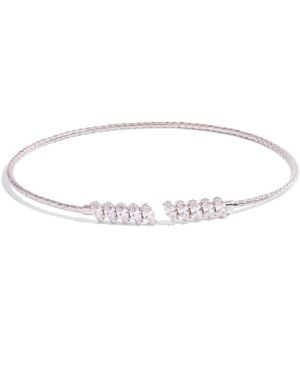 Ebru Jewelry Marquise Cubic Zirconia Woven Sterling Choker Necklace - Metallic