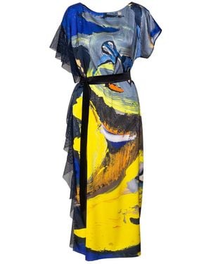 ARTISTA Bird Printed Maxi Dress - Blue
