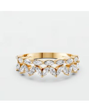 Aya Fine Jewelry Marquise Cut Lab Diamond Double Row Ring 0.69 Ctw Openwork Wedding Band - Metallic