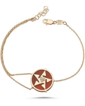 Ecce | Artisan Diamonds 14K Solid Happy Star Heart Diamond Bracelet - Metallic