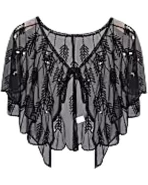 Saachi Mesh Sequin Capelet - Black