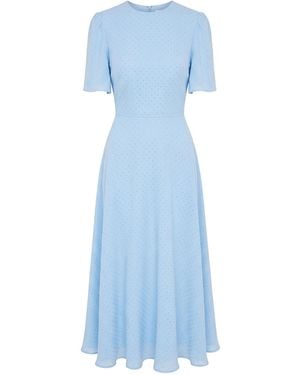 POST MERIDIEM Chiffon Midi Dress With Rhinestones - Blue