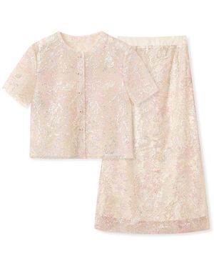 Wjy Studio London Embroidery Flower Cream Wedding Co-Set Skirt Vest - Natural