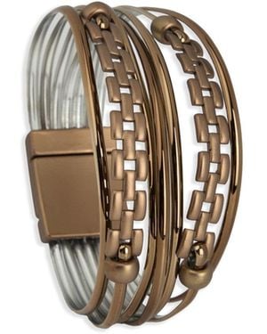 Saachi Chain & Cord Leather Bracelet - Metallic