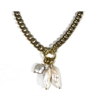 Rachel Nathan Neutrals Pearl Drop Necklace - Metallic